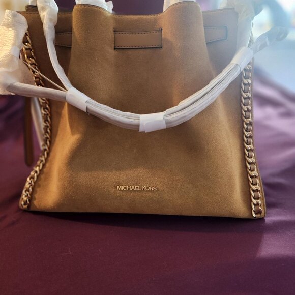 Michael Kors Mina Large Suede Chain Shoulder Bag - Picture 2 of 16